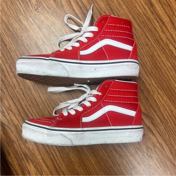 Vans High Tops Kids Red and White High-Top Sneakers 1.5 Suede and Canvas - Picture 4 of 8